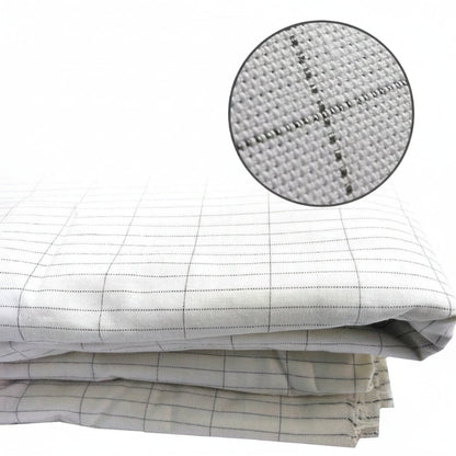 Stack of fabric with conductive silver fibre highlighted