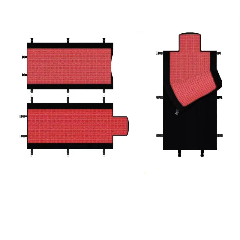 Professional-grade red light and near infrared light mats with benefits listed on a white background.
