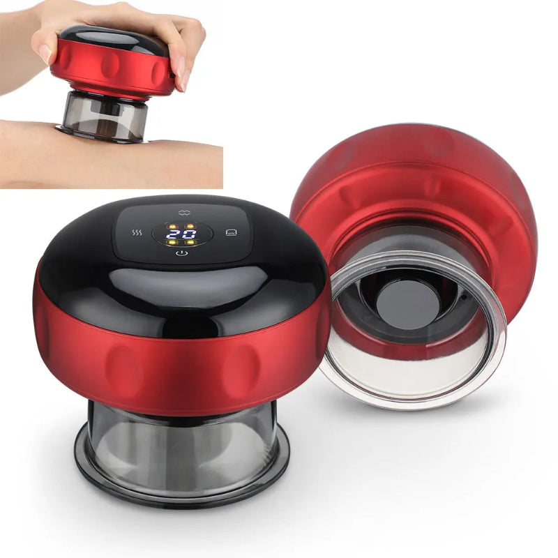 Red light cupping device with digital display on a white background